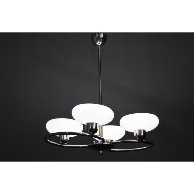 Chrome and Glass Chandelier attributed to Drukov, Former Czechoslovakia, 1950s For Sale - Image 18 of 18