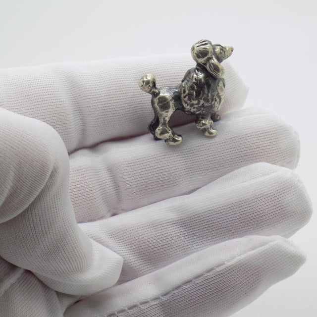 This charming miniature poodle was handmade in Italy during the 1970s/1980s. Crafted in Continental Silver (hallmarked...