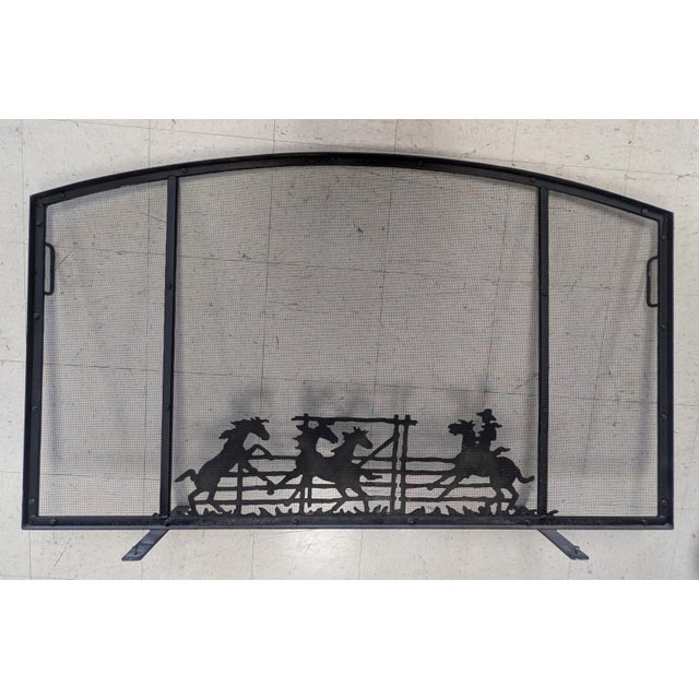 John B. Mortensen Western Motif Fireplace Screen/Fireguard For Sale - Image 10 of 13