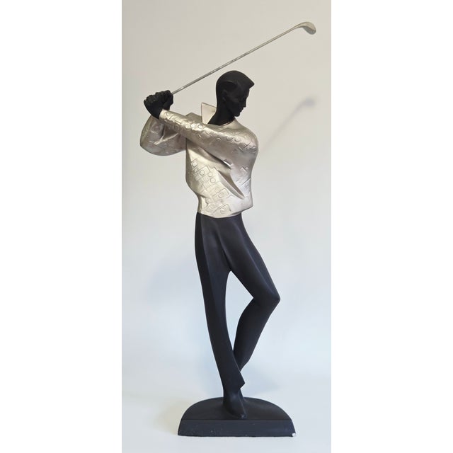 Black 1980s Alexsander Danel Golf Sculpture Austin Production Golfer "In the Swing Ii" 1989 For Sale - Image 8 of 12