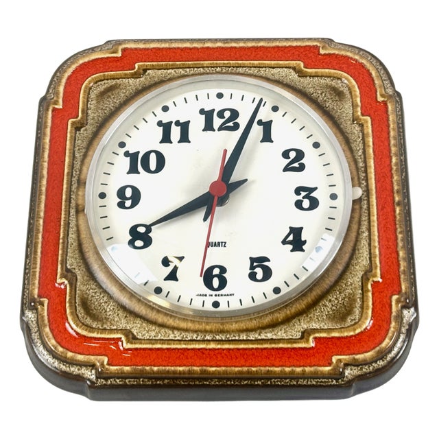 German Ceramic Kitchen Wall Clock, 1960s For Sale