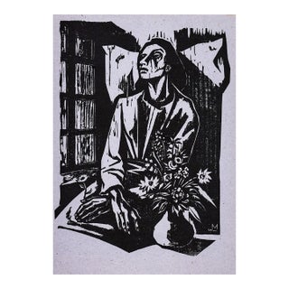 Walter Mellman Suffering Woodcut For Sale