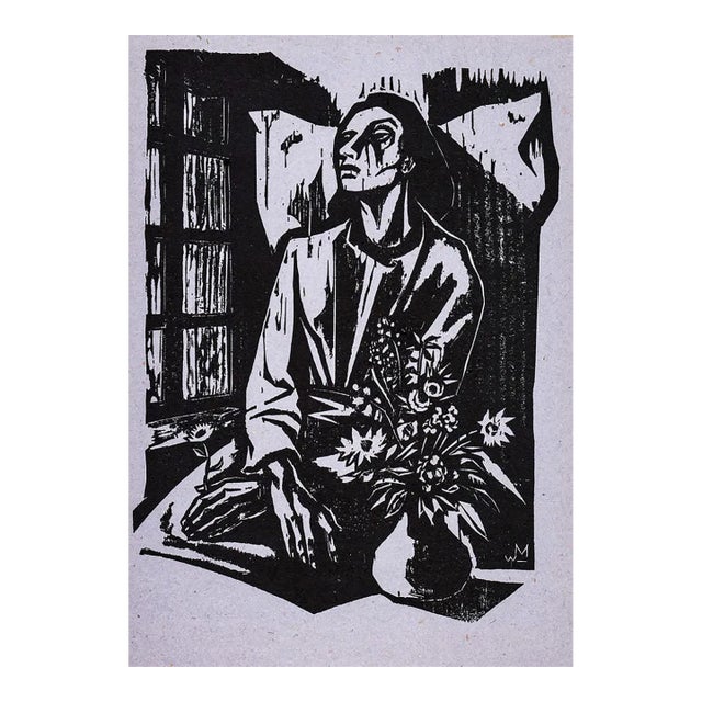 Walter Mellman Suffering Woodcut For Sale