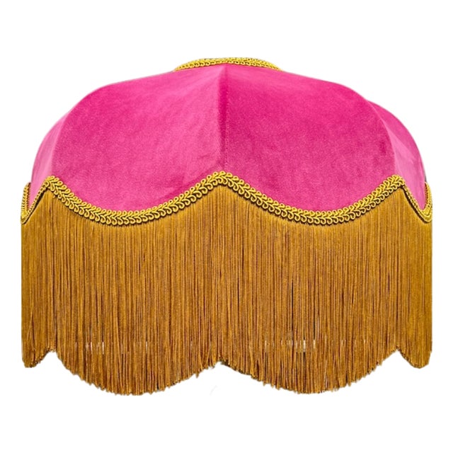 The Raspberry Fringed Lampshade - Large For Sale