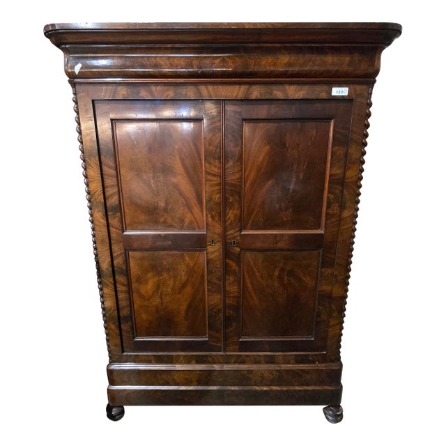 Mid-19th Century German Walnut Armoire With Barley-Twist Pilasters For Sale