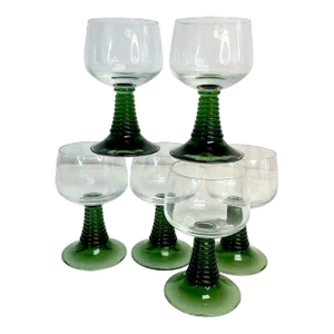 Vintage Boho Chic Rustic European German Beehive Stem Wine Glasses - Set of 6