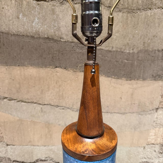 Aldo Londi Bitossi Table Lamp Stripped Blue Mid-Century Modern For Sale - Image 10 of 13