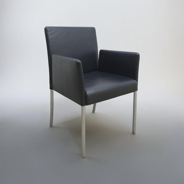 Jason 1410 Armchair Set in Black Leather by Walter Knoll, Set of 4 For Sale - Image 3 of 16