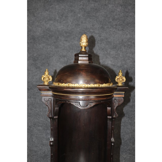 Superb Italian Dark Walnut and Bronze Dore' Ormolu Corner Cabinet Marble Top For Sale - Image 4 of 10