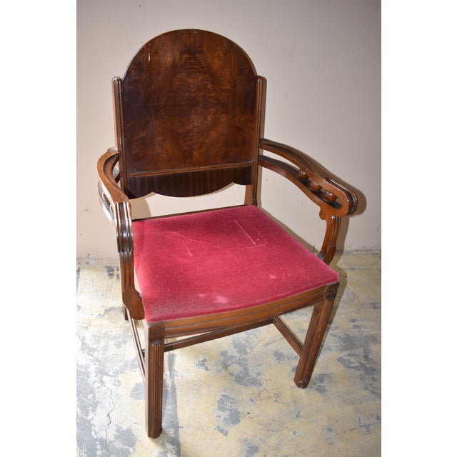 Red Art Deco Bedroom Vanity Upholstered Arm Chair by Bassett Furniture Co For Sale - Image 13 of 13