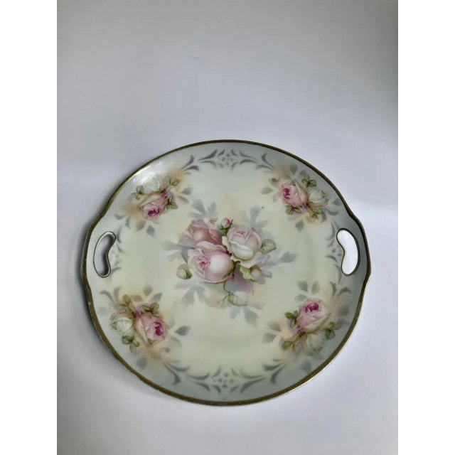 Early 1900's Erdmann Schlegelmilch Prussian Porcelain Factory "Roses" Porcelain Cake Plate. Dessert. Cheese. Fruit....