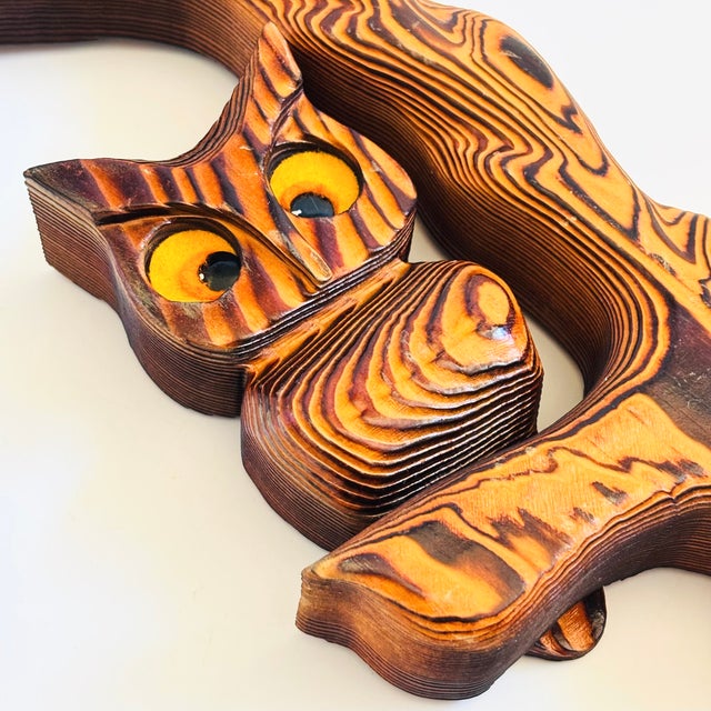 MCM Wood Owl Wall Hanging For Sale - Image 4 of 9