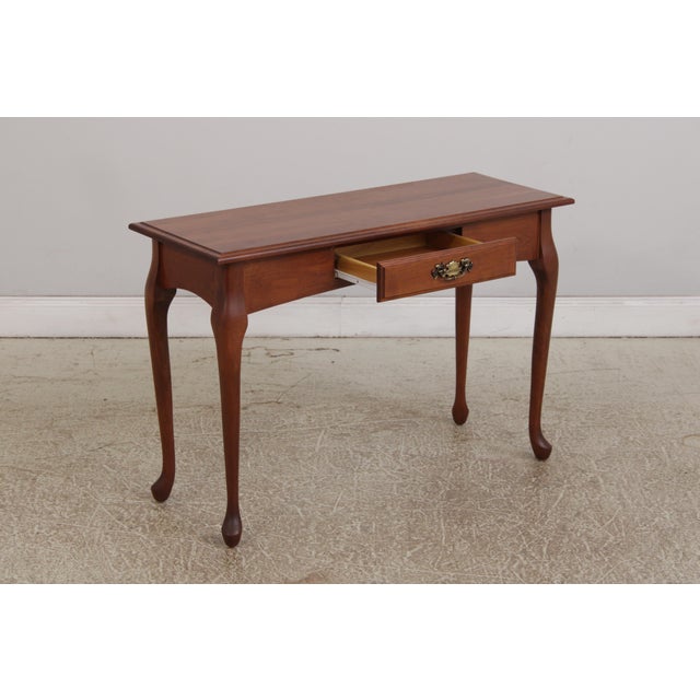 Amish Made Cherry Queen Anne Console Table W. Drawer For Sale - Image 4 of 14