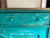 Vintage Solid Romanian Knotty Pine Cabinet With Distressed Turquoise Painted Finish For Sale In Atlanta - Image 6 of 7