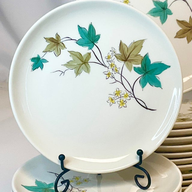 Teal 1960s Vintage Arts & Crafts Boho Chic Syracuse Woodbine Dinnerware - Service for 8+ - 53 Pieces For Sale - Image 8 of 13