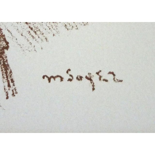 Mid 20th Century Artist Ballerina Lithograph Framed Moses Soyer Sepia For Sale - Image 4 of 4