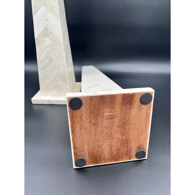 Late 20th Century Herringbone Tessellated Bone Obelisks - Set of 2 For Sale - Image 10 of 11