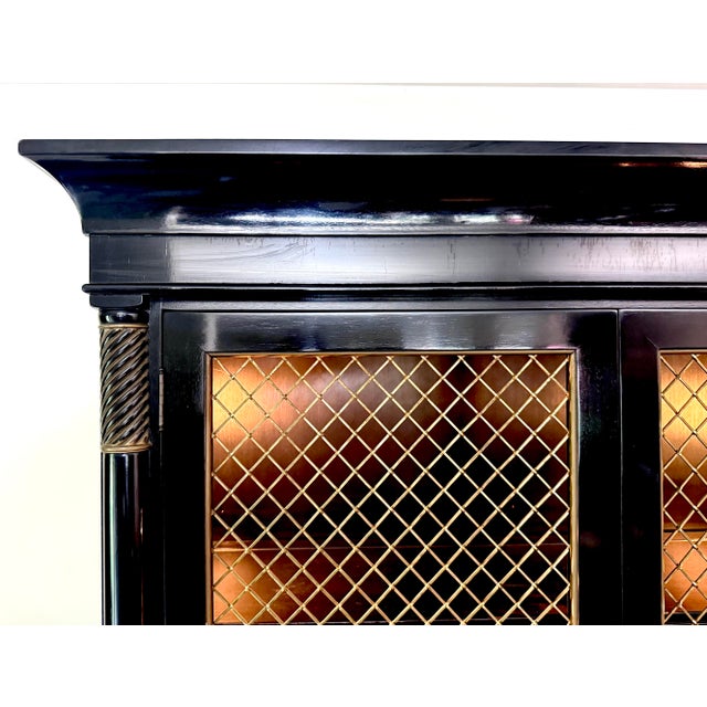 1940’s French Empire Neoclassical Ebonized Bookcase China Cabinet by Kittinger For Sale - Image 11 of 12