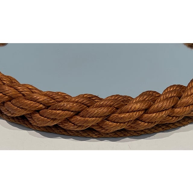 Brown Round rope mirror in the style of Audoux Minet For Sale - Image 8 of 12