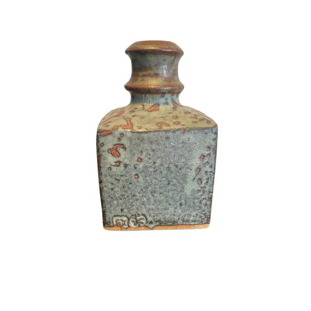 Mid-Century Japanese Studio Pottery Stoneware Bottle Vase with Ash Glaze, 1950 For Sale - Image 4 of 8