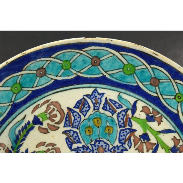 Iznik Pottery Ottoman Empire Turkey Large Plate Charger 11.5" For Sale - Image 4 of 18