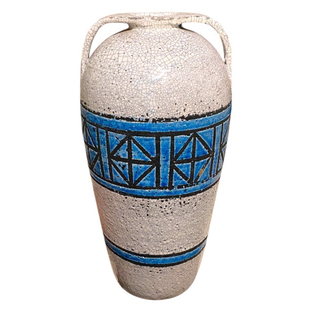 Mid-Century Modern 20thC. Aldo Londi for Bitossi Vase 13.5" Raymor Mid-Century Modern Italy Remini Blue For Sale - Image 3 of 11