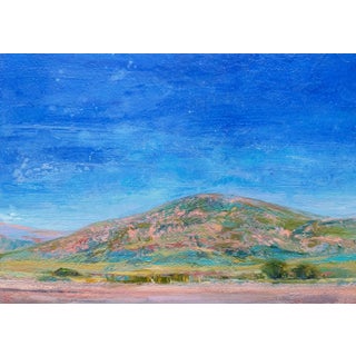 Skyline - Morning by Charis Carmichael Braun | Oil on panel Landscape with a mountain under a blue sky. For Sale
