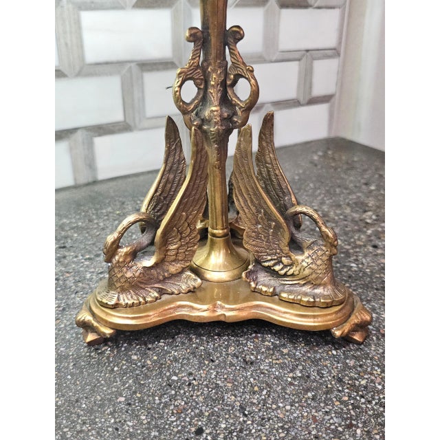 Traditional Vintage Castilian Imports Polish Lead Crystal Fruit Stand With Ornate Solid Brass Swan Pedestal For Sale - Image 3 of 5
