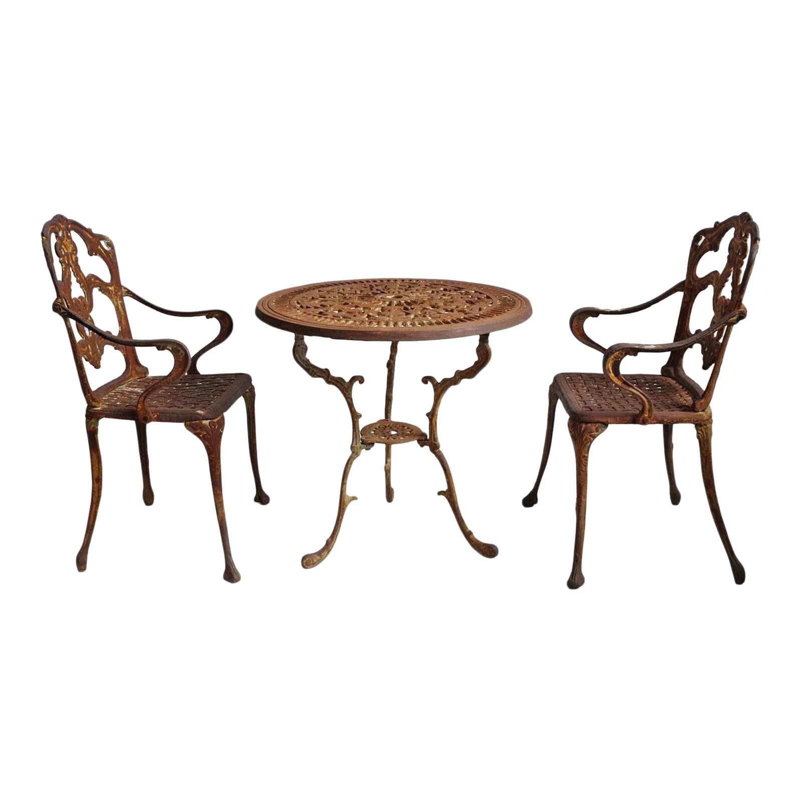 Vintage Cast Iron Bistro Set of Three Chairish