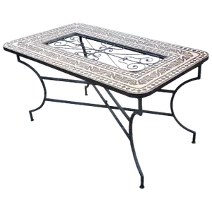 60" Moroccan Rectangular Brown Mosaic Dining Table