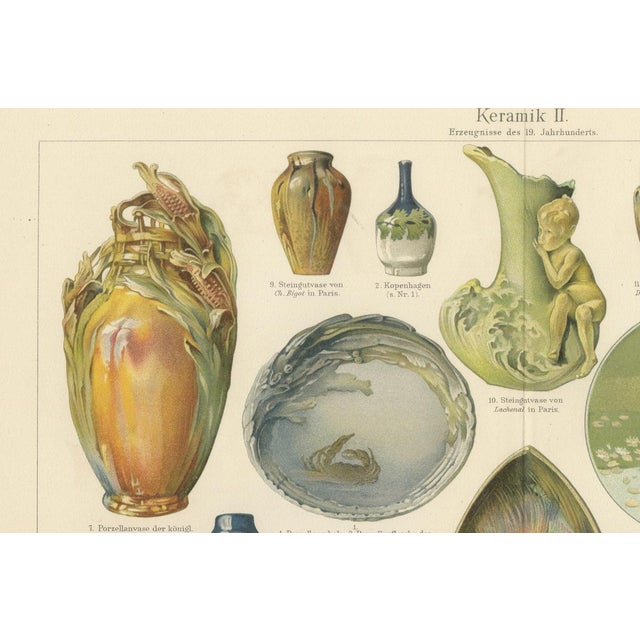 Antique Chromolithographs of Ceramics Through the Ages, 1898, Set of 2 For Sale - Image 6 of 13