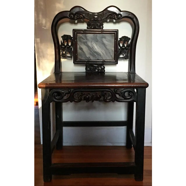 Asian 19th Century Chinese Qing Carved Hardwood Chair with Inset Dreamstone For Sale - Image 3 of 11