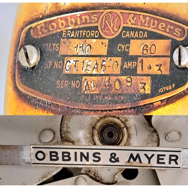 Metal Vintage Robbins & Myers 3-Speed Metal Desk Fan, Brantford Canada, Circa 1950 For Sale - Image 7 of 13