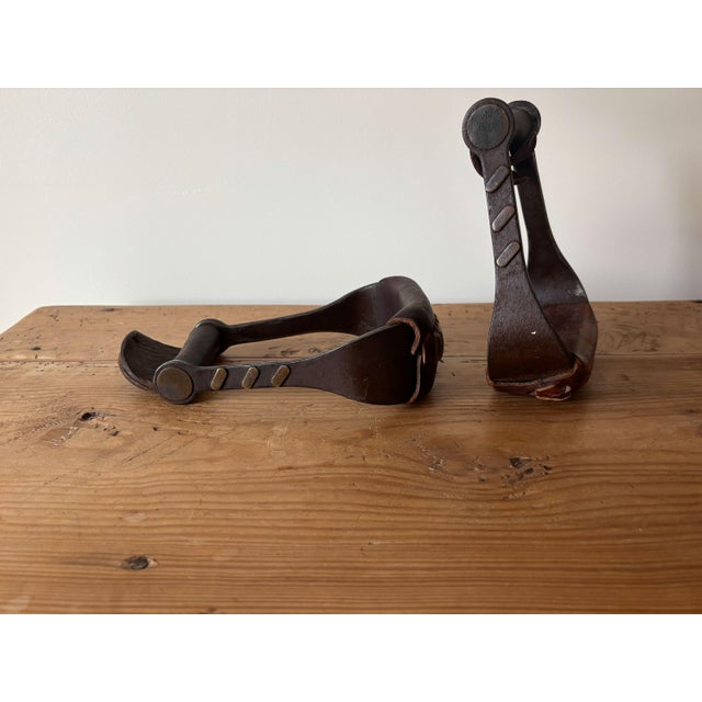 Vintage Custom Forged Iron and Copper Western Horse Saddle Stirrups, Set of 2 For Sale - Image 4 of 9