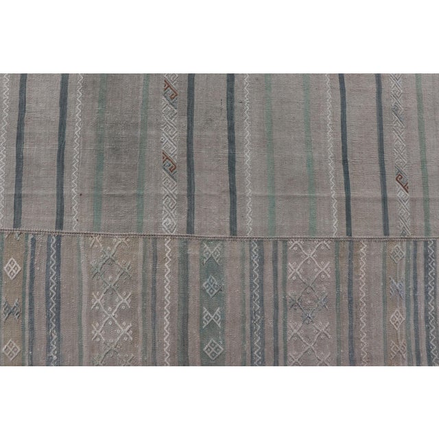 Large Vintage Neutral Paneled Kilim in Neutral Muted Tones 10'4" X16'8" For Sale - Image 10 of 13