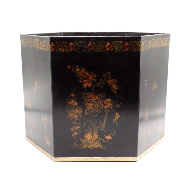 Large Italian Regency Style Toleware Jardinieres W/ Preserved Boxwood, a Pair For Sale - Image 10 of 15