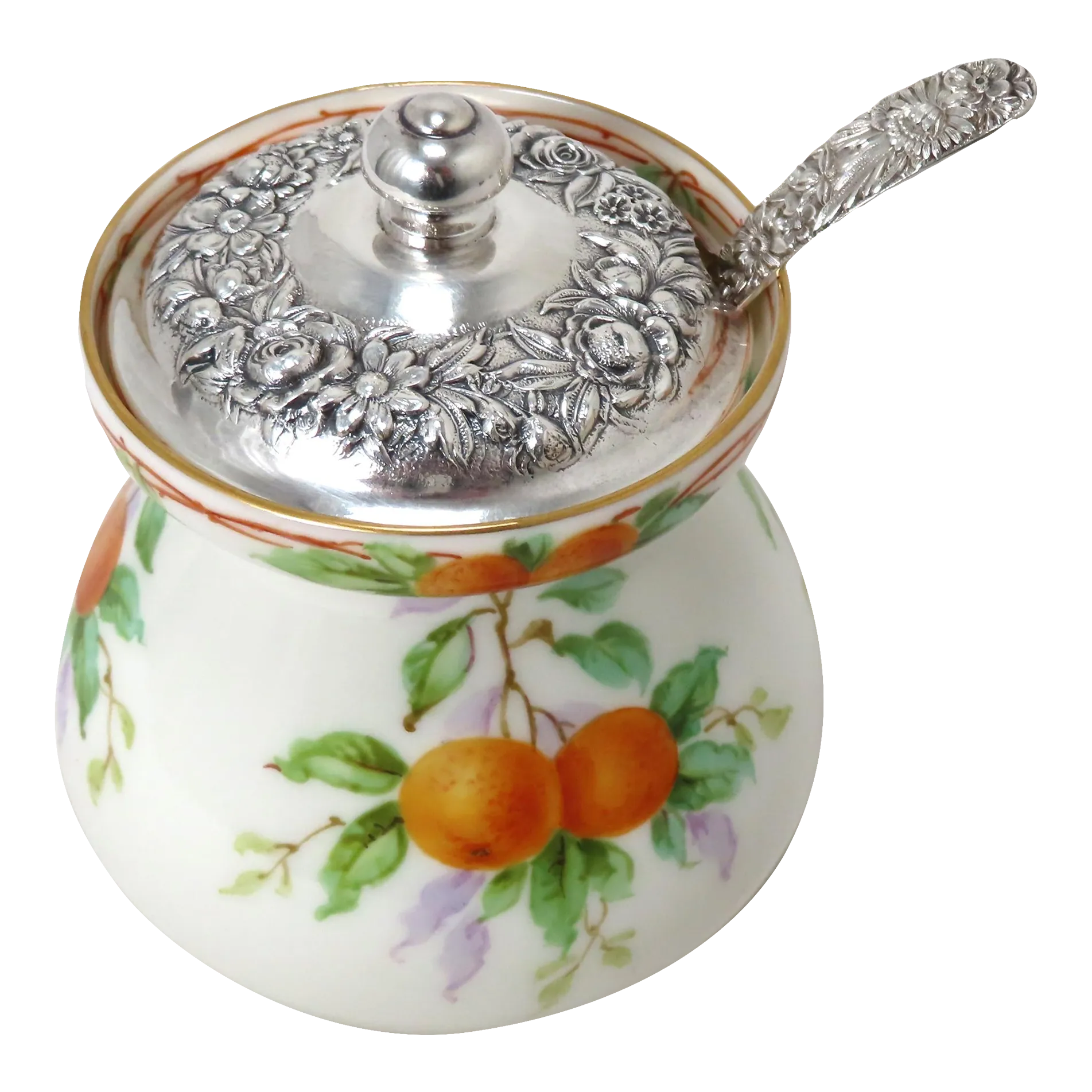 Fine Vintage Hand Painted Lenox Porcelain & Kirk Sterling Silver