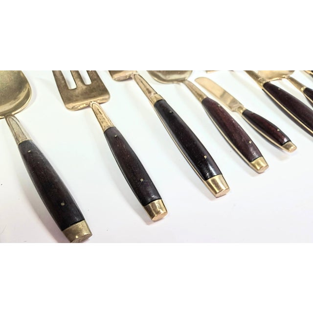 Brass Mid Century Rosewood and Brass Serving Set- Set Of For Sale - Image 8 of 12