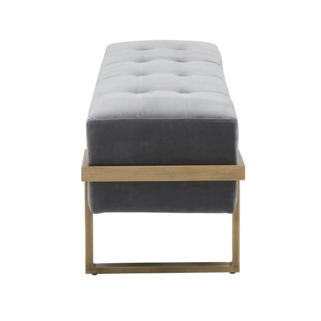Fiona Velvet Upholstered Bench For Sale - Image 4 of 5