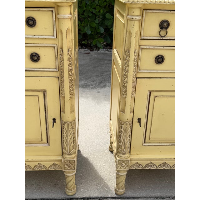 Vintage French Provincial Carved Nightstands With Locking Commode Cabinets by Agr Paris, Pair For Sale - Image 17 of 17