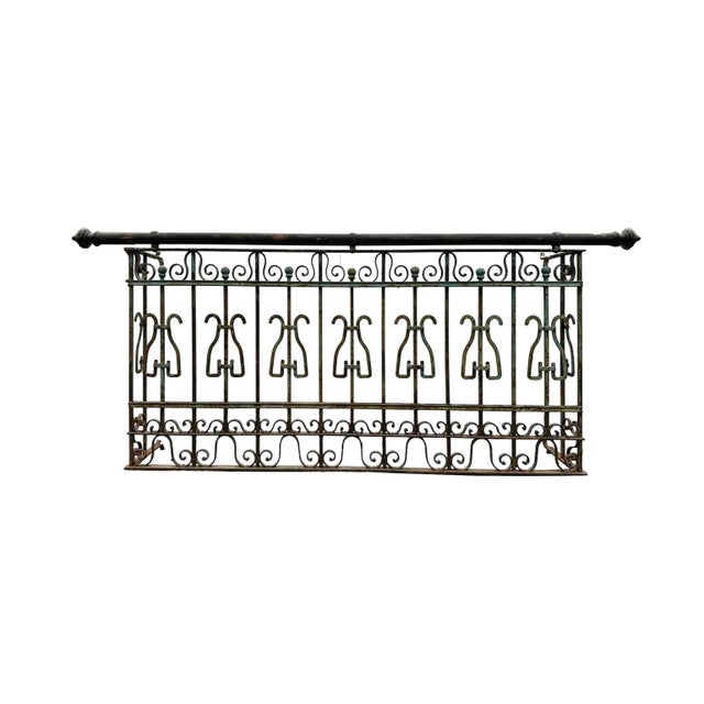 Early 20th Century Balcony Wrought Iron Railing Antique Art Nouveau - Art Moderne Style For Sale - Image 5 of 5