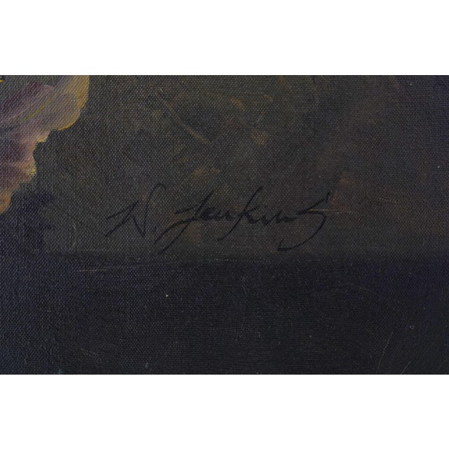 Traditional w.jenkins Artist Signed Large Floral Still Life Painting on Canvas For Sale - Image 3 of 12