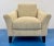 Stylish Light Beige Modern Chenille Chair and Ottoman Set, black wood feet, showroom floor sample Ottoman 22x22x18