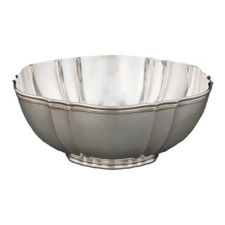 1930s Tiffany Fluted Art Deco Sterling Silver Centerpiece Bowl 18.5 Ozt No Mono For Sale