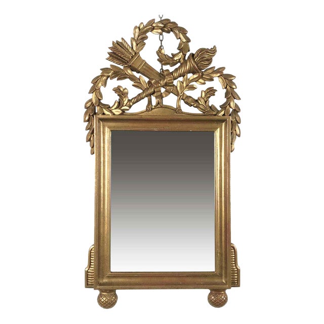 Empire Carved Golden Mirror, 1980s For Sale