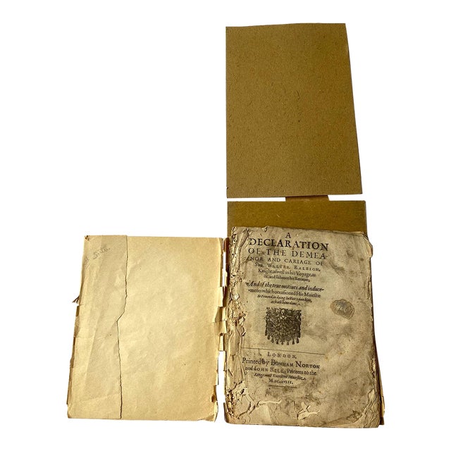 Rare 1st Edition Book: A Declaration of the Demeanor by Sir Walter Raleigh & Francis Bacon For Sale