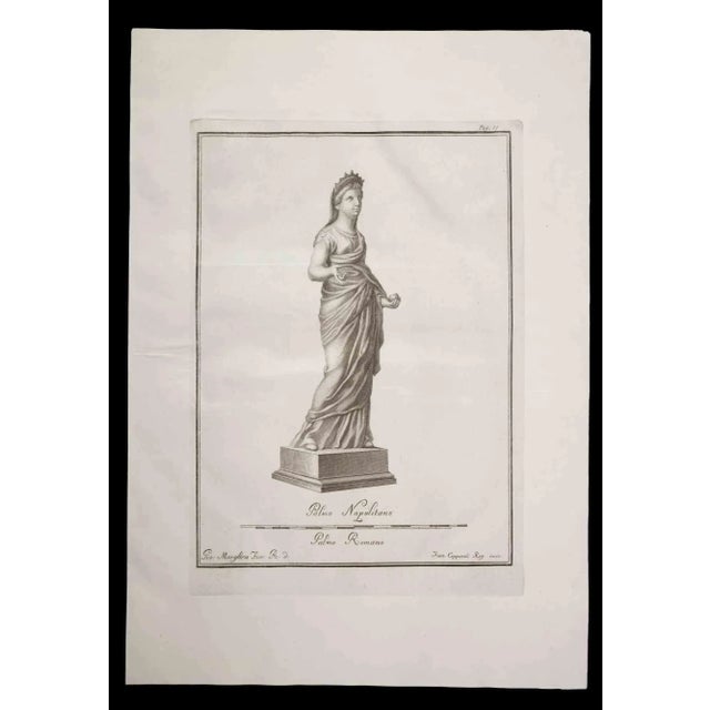 Ancient roman statue, from the series "antiquities of herculaneum", is an original etching on paper realized by francesco...