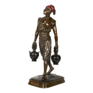 French Orientalist Bronze Sculpture of Tunisian Water Carrier by Marcel Debut
