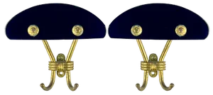 Vintage Brass Coat Hooks, Italy, 1950s, Set of 2