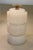 Alabaster Matched Pair Mid Modern Stacked White Alabaster Marble Cylinder Table Lamps Russel Wright 1950's For Sale - Image 8 of 11